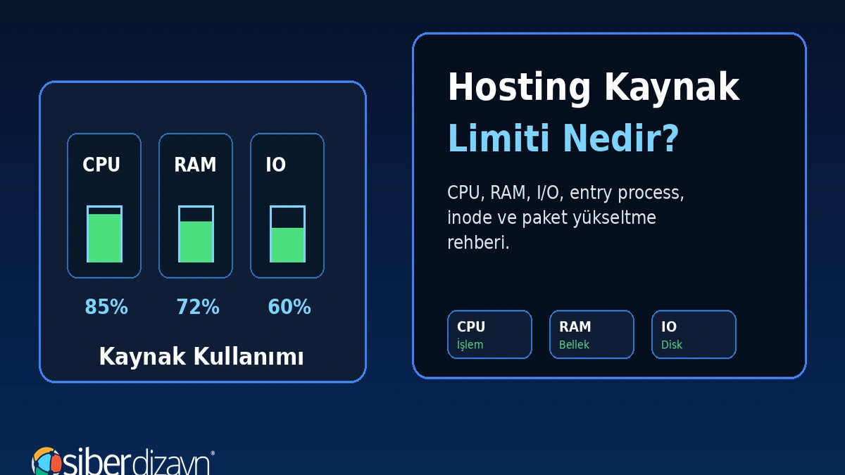 Hosting Kaynak Limiti Nedir? CPU, RAM, I/O ve Entry Process Rehberi
